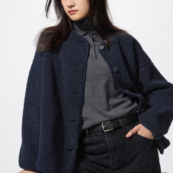 Uniqlo Teddy Fleece Jacket – Black (S) - Picture 6 of 9